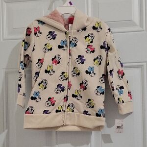 Girls Disney Minnie Mouse Fleece Full Zip Hoodie Sizes 4T & 5T NWT